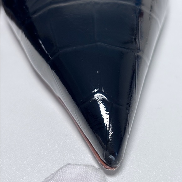 Schutz Paola Black Patent Croc Leather Pointed Toe Slingback Stiletto Heels 8 - Picture 4 of 9